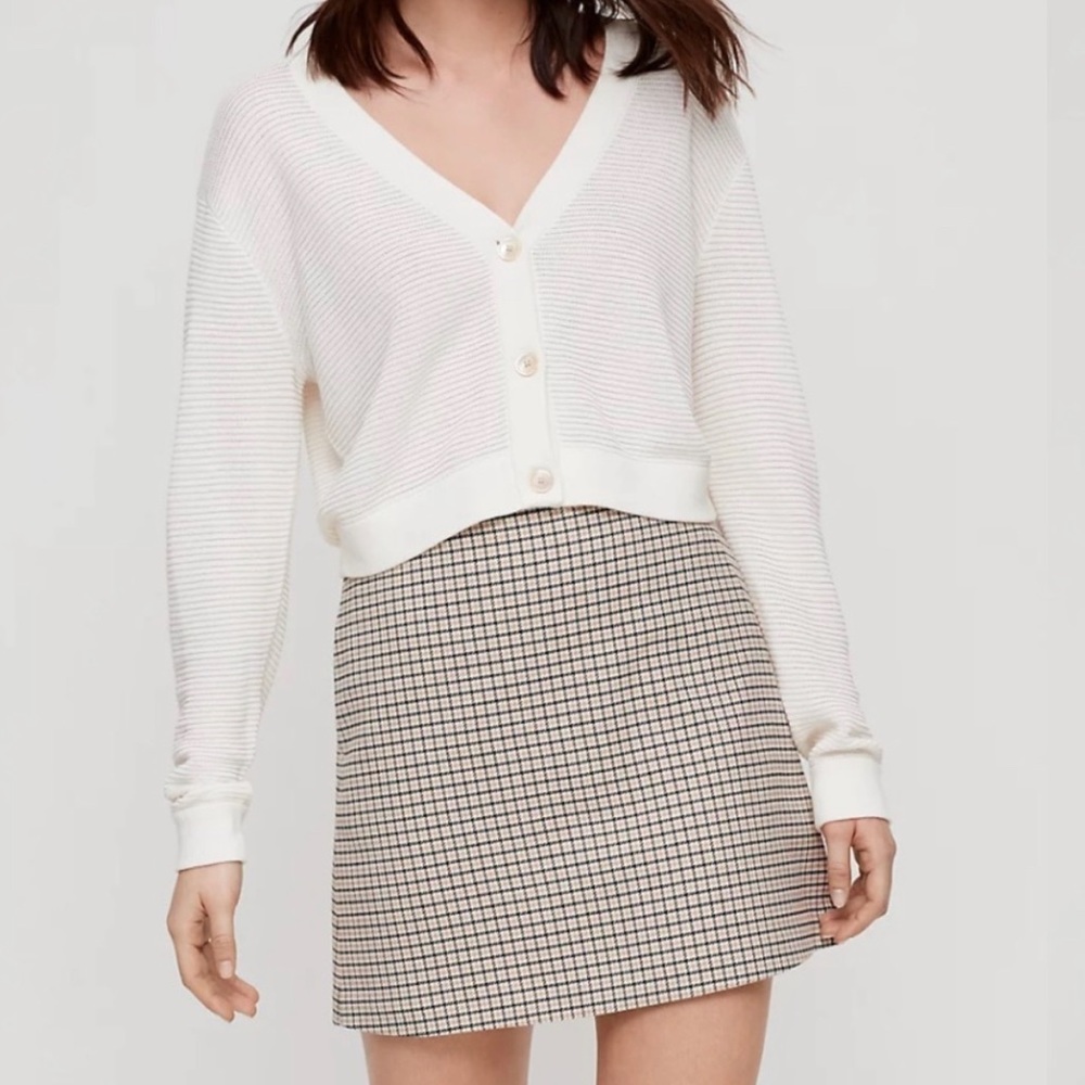 Aritzia Mini Skirt in Black & Cream Plaid
